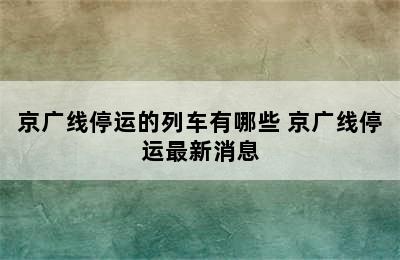 京广线停运的列车有哪些 京广线停运最新消息